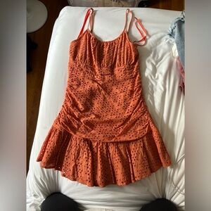 Burnt orange drop waist sun dress